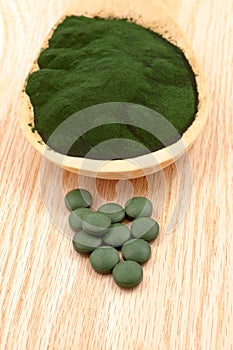 Closeup organic spirulina algae