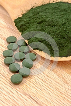 Closeup organic spirulina algae