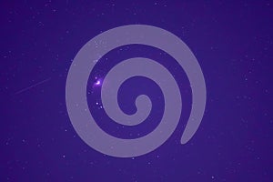 Closeup with Orion constellation on a night starry sky, night natural landscape