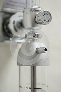 Closeup of oxygen flowmeter in hospital