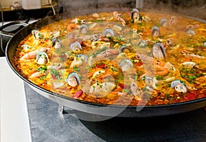 Closeup of paella