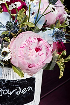 Closeup of paeony bouquet