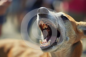 closeup of panting dog after a race