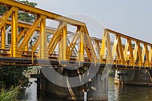 Closeup of Papar Railway Bridge over the Padas River in Sabah, Malaysia photo