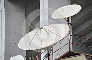 Closeup of parabolic antennas