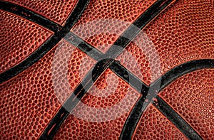 Closeup part of old basketball ball
