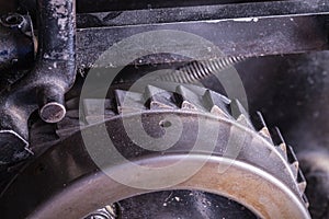 Closeup part of an old machine