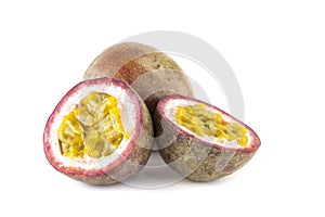 closeup passion fruit Isolated on white background