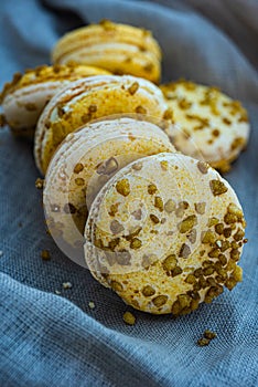 Passionfruit turmeric yellow color macarons