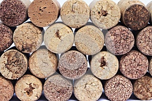 Closeup pattern background of many different wine corks