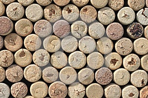 Closeup pattern background of many different wine corks