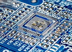 Closeup of PCB electronic components