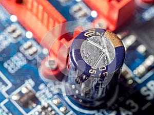 Closeup of PCB electronic elements