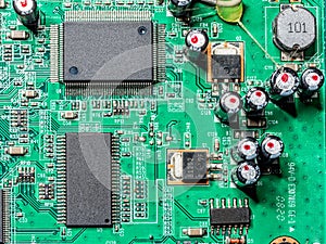 Closeup of PCB electronic elements