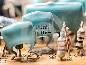 Closeup of PCB electronic elements