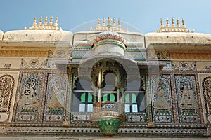 Closeup of Peacock square in Udaipur city palace, India