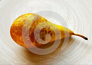 Closeup of pear on a plate. Ready for eating. Healthy food.