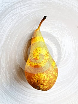 Closeup of pear on a plate. Ready for eating. Healthy food.