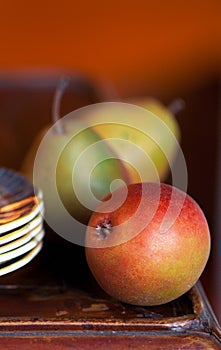 Closeup of Pears on wood table