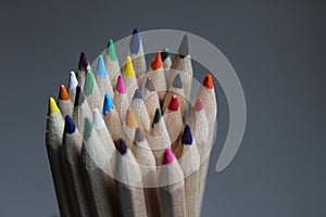 Closeup of pencil crayon tips