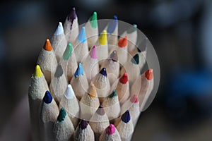 Closeup of pencil crayon tips