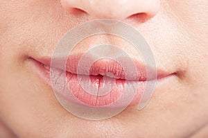 Closeup of perfect natural female lips