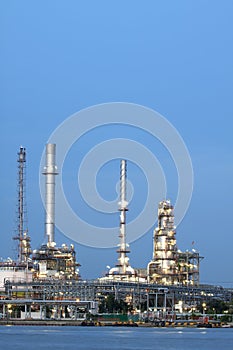 Closeup of petrochemical oil refinery factory