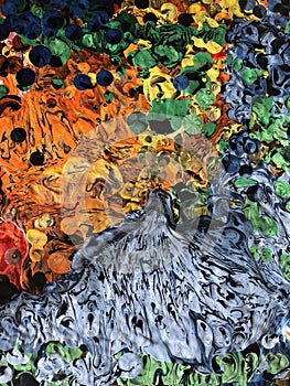 Closeup photo of an acrylic pour art painting.