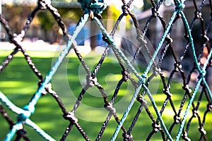 Closeup photo of ball containment nets or barrier nets