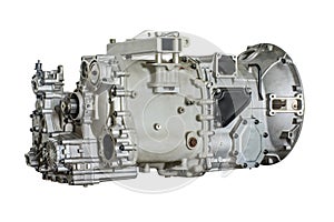 Closeup photo of bus gearbox, with isolated background