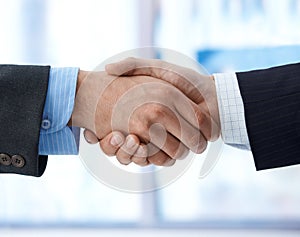Closeup photo of business handshake
