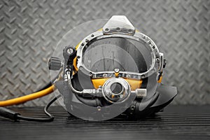 Closeup photo of commercial diving helmet