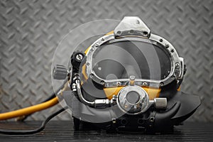 Closeup photo of commercial diving helmet