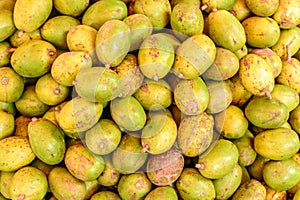 Closeup photo of fresh and green fruit, ambarella