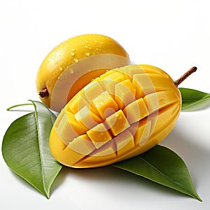 closeup photo of fresh mango flowers on an isolated white background