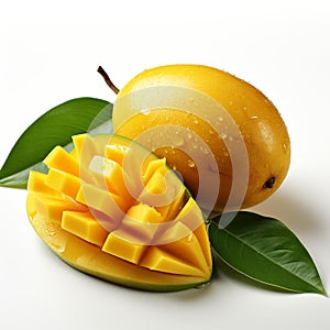 closeup photo of fresh mango flowers on an isolated white background