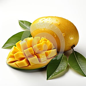 closeup photo of fresh mango flowers on an isolated white background