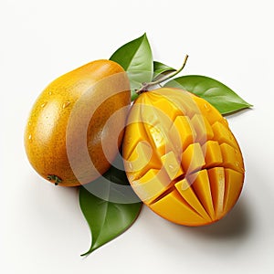 closeup photo of fresh mango flowers on an isolated white background