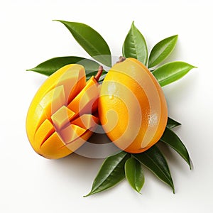 closeup photo of fresh mango flowers on an isolated white background