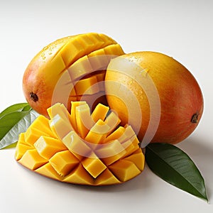 closeup photo of fresh mango flowers on an isolated white background