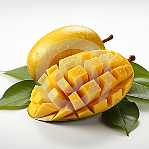 closeup photo of fresh mango flowers on an isolated white background