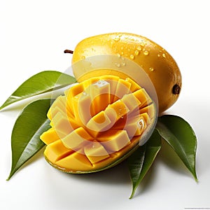 closeup photo of fresh mango flowers on an isolated white background