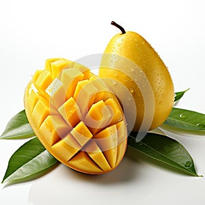 closeup photo of fresh mango flowers on an isolated white background