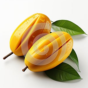 closeup photo of fresh mango flowers on an isolated white background