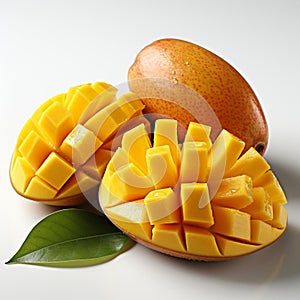 closeup photo of fresh mango flowers on an isolated white background