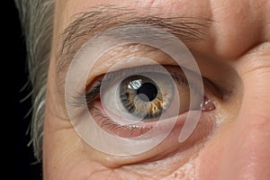 Closeup photo of old man eye. Generate ai