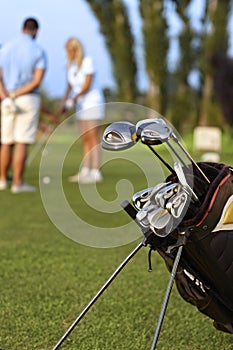 Closeup photo of professional golfing kit