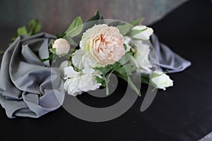 Closeup photography of the peonies with dark background