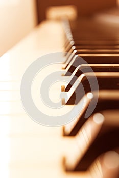 Closeup piano keyboard.