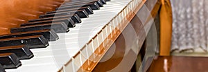 Closeup piano keys. Closeup shot of a vintage piano keys